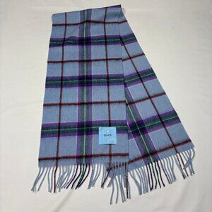 Patrick King Woolen Co World Peace Tartan Plaid Lambswool Fringe Scarf 54x12 in